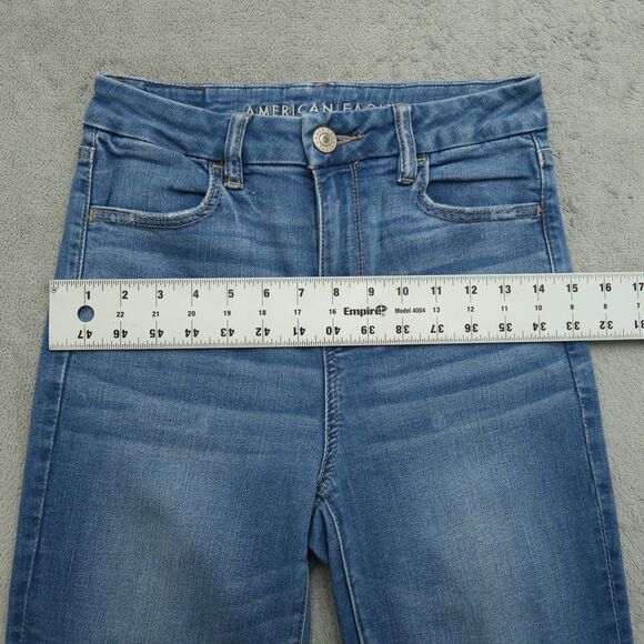 American Eagle Jeans Women's Size 4R Blue High-Rise Jegging Denim 27" Inseam - Picture 8 of 16